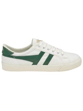 Gola White Canvas Sneakers with Green Stripes